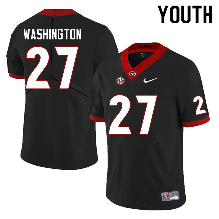 Youth #27 C.J. Washington Georgia Bulldogs College Football Jerseys Sale-Black Anniversary